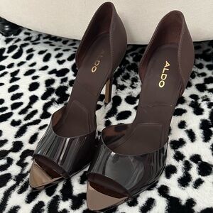 Aldo Brown Peep Toe Heels